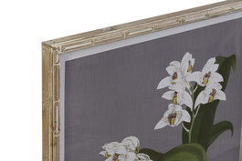 DKD Home Decor Cuadro Cottage Gris Blanco Cristal Abeto Flores 2.8 x 60 x 50 cm (6 Unidades)