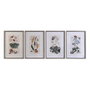 DKD Home Decor Cuadro de Cristal y Abeto Flores Surtido de 4 Piezas 50x2,5x70 cm