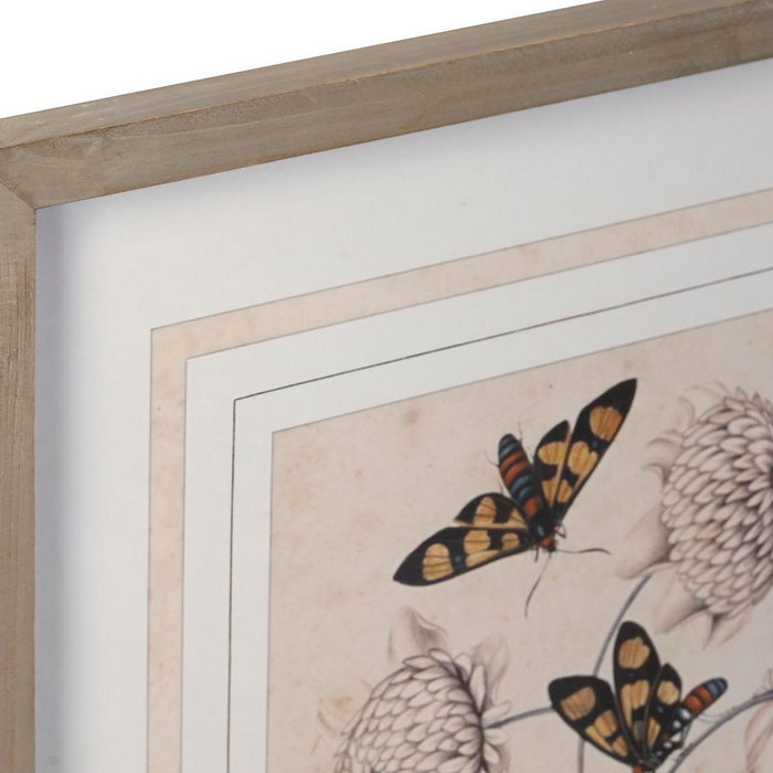 DKD Home Decor Cuadro de Cristal y Abeto Flores Surtido de 4 Piezas 50x2,5x70 cm
