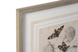 DKD Home Decor Cuadro Cottage Gris Verde Flores Cristal Abeto 50 x 70 x 2.5 cm (4 Unidades)