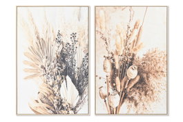 DKD Home Decor Set de 2 Cuadros de Flor Seca 80x120 cm Beige y Marrón