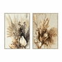 DKD Home Decor Set de 2 Cuadros de Flor Seca 80x120 cm Beige y Marrón