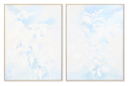 DKD Home Decor Cuadro de Hojas Enmarcado 90x120 cm, Pack de 2 Surtido Azul Celeste y Blanco