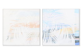 DKD Home Decor Cuadro Decorativo Tropical Azul Naranja 100 x 100 cm (2 Unidades) Lienzo PS