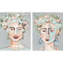 DKD Home Decor Set de 2 Cuadros sobre Lienzo Mujer con Flores 80x3,7x100 cm