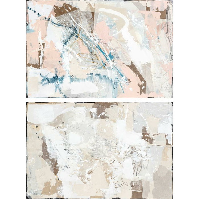 DKD Home Decor Set de 2 Cuadros Lienzo Abstracto Multicolor 100x150 cm
