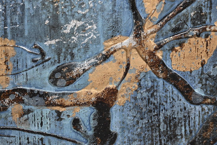 DKD Home Decor Cuadro Moderno Azul Dorado 131 x 131 x 3.8 cm Abstracto Lienzo y PS DKD Home Decor Cuadro Moderno Azul Dorado 131 x 131 x 3.8 cm Abstracto Lienzo y PS