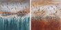 DKD Home Decor Set de 2 Cuadros Lienzo sobre Pino 100x100 cm Surtido de Colores