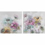 DKD Home Decor Set de 2 Cuadros de Flores en Lienzo y Pino 100x100 cm