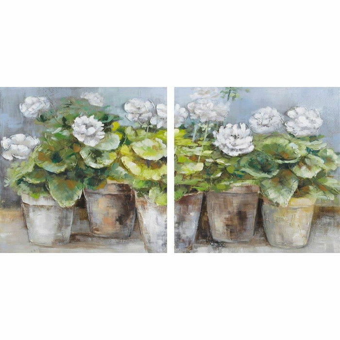 DKD Home Decor Cuadro Lienzo Pino 80x3,5x80 Macetas Surtido de 2