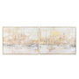 DKD Home Decor Set de 2 Cuadros Lienzo New York 80x60 cm Beige y Dorado