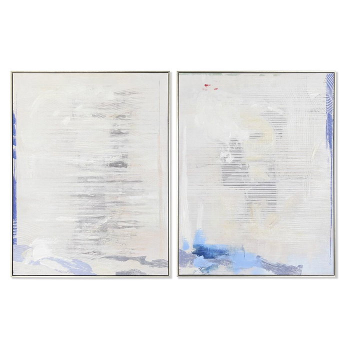 DKD Home Decor Set de 2 Cuadros Lienzo Abstracto Azul y Gris 60x80 cm