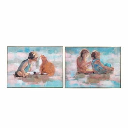 DKD Home Decor Cuadro Lienzo Niños Enmarcado (Pack de 2, Multicolor)