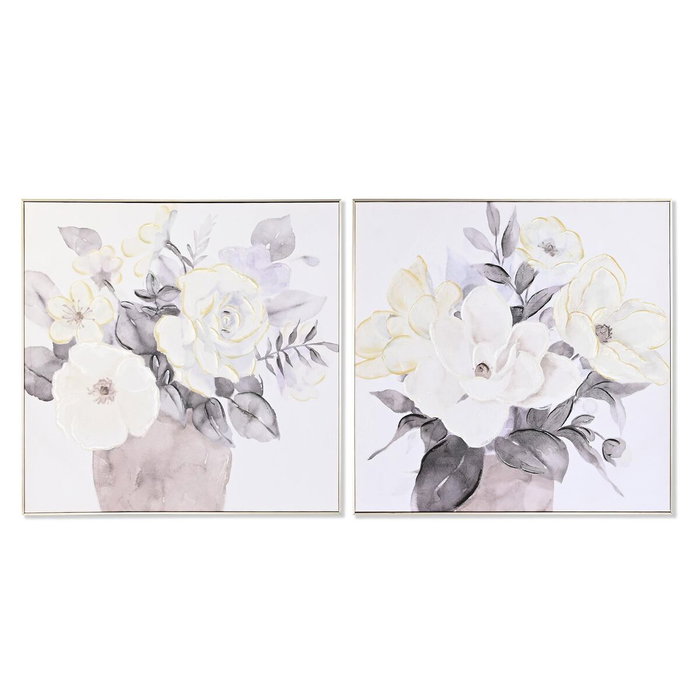 DKD Home Decor Cuadro Lienzo Florero Surtido de 2 Piezas 80x80 cm