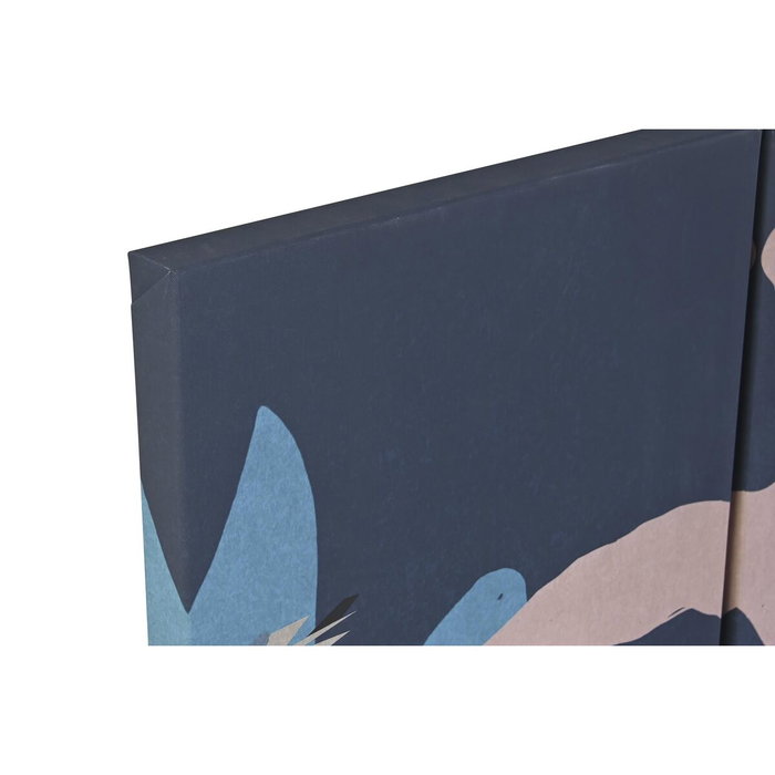 DKD Home Decor Set de 3 Cuadros Lienzo MDF Jungle Azul y Turquesa 140x3,8x100 cm