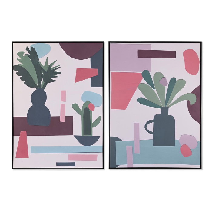 DKD Home Decor Cuadro PS Lienzo Jarrones (Set de 2)