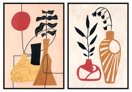 DKD Home Decor Cuadro de Lienzo con Jarrones 83x4,5x123 cm