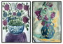 DKD Home Decor Set de 2 Cuadros de Lienzo con Diseño de Jarrón, Azul y Lila, 83x123 cm