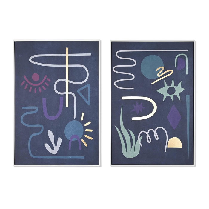 DKD Home Decor Cuadro Abstracto Azul Pack de 2