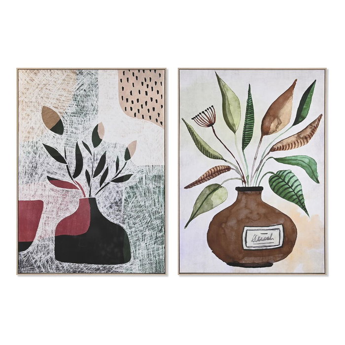 DKD Home Decor Cuadro PS Lienzo Jarrón Surtido de 2 Piezas