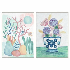 DKD Home Decor Pack de 2 Cuadros Enmarcados Multicolor Estilo Scandi