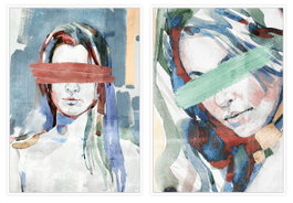 DKD Home Decor Set de 2 Cuadros Mujer Abstracto (103x143 cm)