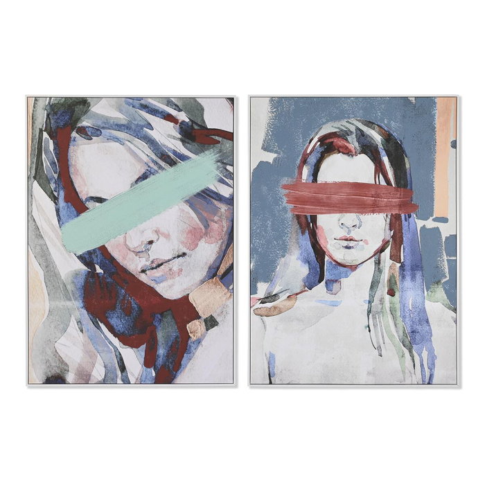 DKD Home Decor Set de 2 Cuadros Mujer Abstracto (103x143 cm)