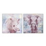 DKD Home Decor Cuadro de Elefante en Lienzo, Set de 2 unidades