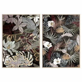 DKD Home Decor Cuadro de Hojas Tropicales, Pack de 2, 83x4,5x123 cm