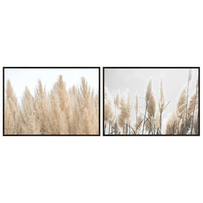 DKD Home Decor Set de 2 Cuadros de Lienzo Plumeros Beige Decoración Cottage