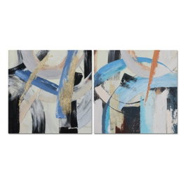 DKD Home Decor Set de 2 Cuadros Abstractos sobre Lienzo MDF 100x100 cm