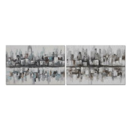 DKD Home Decor Cuadro Lienzo Ciudad Abstracto Surtido de 2 Piezas 120x80 cm