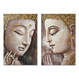 DKD Home Decor Set de 2 Cuadros de Lienzo Buda 80x120 cm