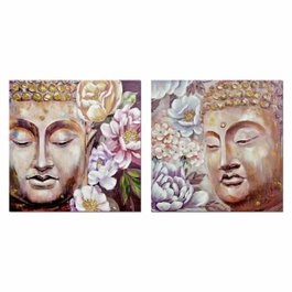 DKD Home Decor Cuadro Lienzo MDF Buda Surtido de 2 Piezas 80x80x3 cm