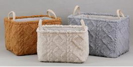 DKD Home Decor Set de 3 Cestas de Poliéster Beige 42x32x27 cm