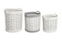 DKD Home Decor Set de 3 Cestas de Algodón 35x35x40 cm Gris y Blanco