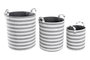 DKD Home Decor Set de 3 Cestas de Algodón con Rayas Gris y Blanco