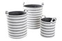 DKD Home Decor Cesta Basicos Gris Blanco 35 x 40 x 35 cm Set de 3 Algodon Rayas
