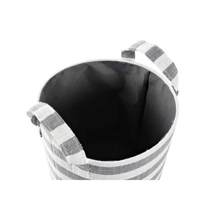 DKD Home Decor Set de 3 Cestas de Algodón con Rayas Gris y Blanco