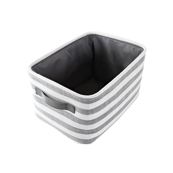 DKD Home Decor Set de 3 Cestas de Algodón con Rayas Gris y Blanco