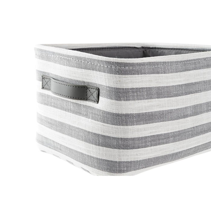 DKD Home Decor Set de 3 Cestas de Algodón con Rayas Gris y Blanco