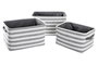 DKD Home Decor Cesta Basicos Algodon Gris Blanco Rayas Set 3 Piezas 32 x 25 x 42 cm