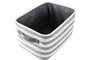 DKD Home Decor Cesta Basicos Algodon Gris Blanco Rayas Set 3 Piezas 32 x 25 x 42 cm