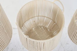 DKD Home Decor Cesta Basicos Beige 38 x 45 x 38 cm Set de 3 Algodon Metal