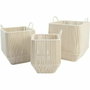 DKD Home Decor Set de 3 Cestas de Algodón y Metal Beige 37x37x45 cm