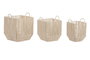 DKD Home Decor Cesta Basicos Beige Algodon y Metal 37x45x37 cm Set de 3 Piezas