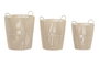 DKD Home Decor Set de 3 Cestas de Algodón y Metal Beige