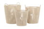 DKD Home Decor Cesta Basicos Beige Algodon y Metal 51 x 42 x 42 cm Set de 3
