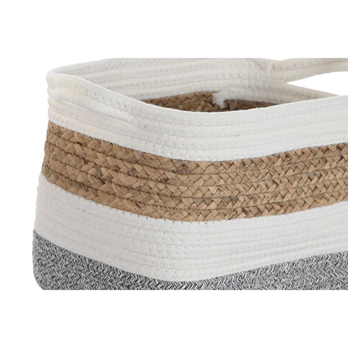DKD Home Decor Set de 3 Cestas de Fibra y Algodón Blanco DKD Home Decor Set de 3 Cestas de Fibra y Algodón Blanco