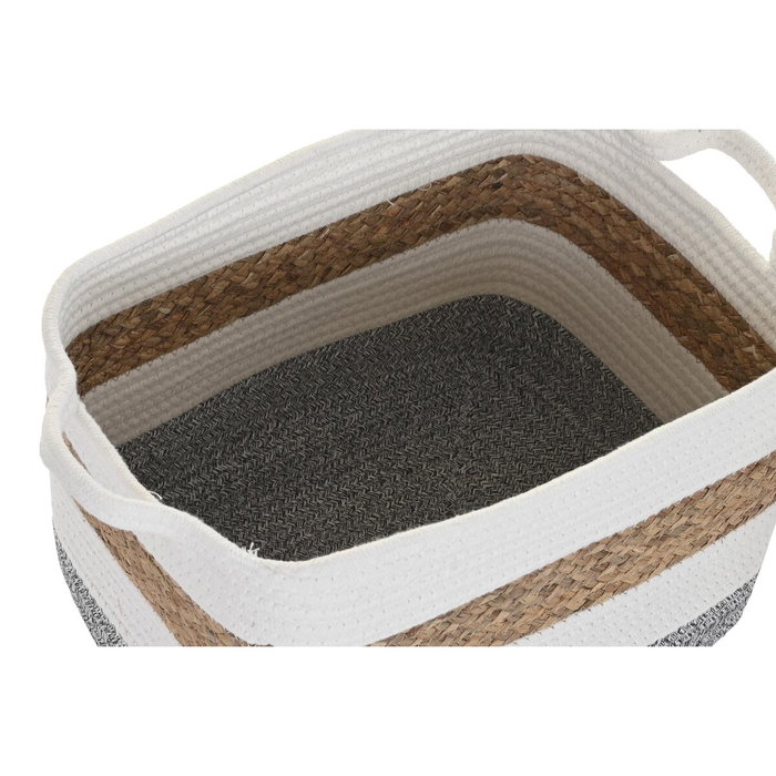 DKD Home Decor Set de 3 Cestas de Fibra y Algodón Blanco DKD Home Decor Set de 3 Cestas de Fibra y Algodón Blanco